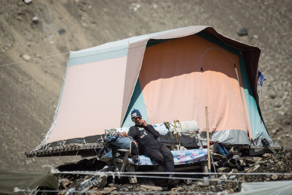 Old Camping Tent from a Glacier in the Tien Shan Mountain Range
